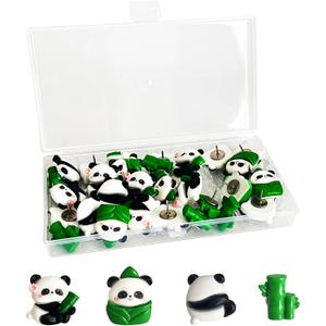 Cute Panda Push Pins - Decorative Resin Thumb Tacks for Bulletin Board, Cork Board, Office, School - 30-Pack