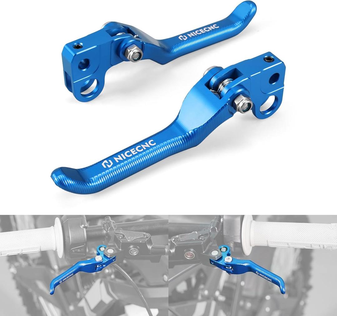 NICECNC Brake Levers Foldable Clutch Levers Front Rear Compatible with Surron Light bee X/S/ L1E Compatible with Segway X160 X260, 6061 Aluminum CNC Adjustable Handle Brake Lever, Blue
