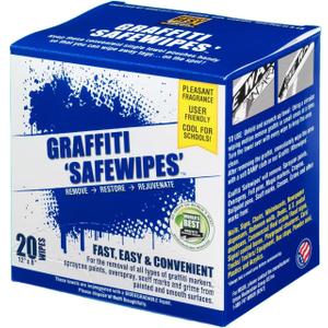 Graffiti Safewipes For Removing Graffiti, Grease, Grime And Other Marks On Painted & Smooth Surfaces. 1 Box of 20 Wipes