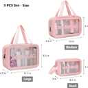 DAPOWER Travel Toiletry Bag for Women, Matte Translucent Shower Bag with Handy Handle, Makeup Cosmetic Organizer Bag for Travel Toiletries Accessories (Pink)