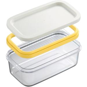 Butter Dish Butter Keeper with Cutter Slicer, Clear Airtight Butter Cutter Slicer For Easy Cutting And Storage, Covered Butter Dish Serving Tray with Butter insert for Home Kitchen