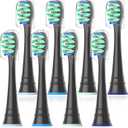 Replacement Heads Compatible with Sonicare Toothbrush, Replacement Brush Head for Philips Sonicare Electric Toothbrush 4100 5100 6100 9900 C2 W3 and More Click-on Handles 8 Black