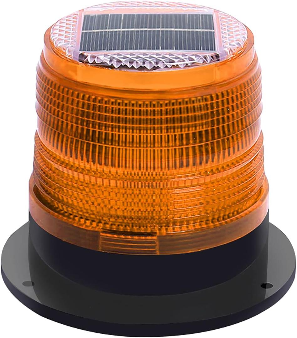 Solar Strobe Warning Safety Flashing Light/Ceiling Strobe Light, with Strong Magnetic Base Waterproof for Construction, Traffic, Factory, Crane Tower, Boat Navigation (Yellow)