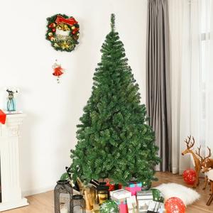 7Ft Artificial PVC Christmas Tree Stand Indoor Outdoor Green