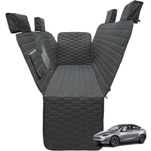 Dog Seat Covers for Tesla Model Y, Car Hammock for Tesla with Side Flaps, 100% Waterproof Model Y Dog Accessories with Mesh Window & Headrest Protector Easy Clean up Pet Car Seat Cover