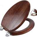 Angel Shield Elongated Wood Toilet Seat with Quiet Close,Easy Clean,Quick-Release Hinges(Elongated,Dark Walnut)