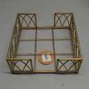 Boston International Arch Design Lunch Napkin Holder Caddy, 6.75 x 6.75-Inches, Gold Leaf