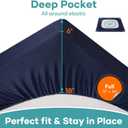 OhGeni 100% Waterproof Mattress Protector, Full Navy Blue Size, Fitted Sheet with Deep Pockets, 6''-18'', Premium Noiseless Breathable Soft Material, Mattresses Cover for Bed