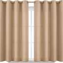 BGment Short Curtains for Bedroom,54 inch Length Faux Linen Curtains for Small Window Grommet Non-See Through Privacy Light Filtering Burlap Textured Kitchen Window,2 Panels,52 x 54 Inch,Tan