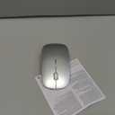 Bluetooth 5.0 USB Wireless Mouse Dual Mode Wireless Quiet Ultra Thin Rechargeable Bluetooth Mouse for iPhone iPad Macbook Android Tablet Windows Microsoft Surface Silver