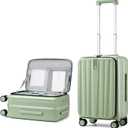 Hanke 20 Inch Carry-On Luggage with Wheels PC Hard Shell Suitcases Top Opening Aluminum Frame Travel Luggage Suitcases for Woman Men.(Bamboo Green)