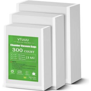 Chamber Vacuum Sealer Bags 300 Count 6" x 10" 8" x 12" 10" x 13" For 3-Mil Vacuum Chamber Bags Pre-Cut Chamber Vacuum Bags- BPA-Free -Heavy Duty Chamber Machine Pouches, 300Bags=10"x13"+8"x12"+6"x10"