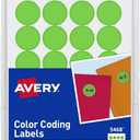 Avery Colored Dot Stickers, Removable Print or Write Circle Labels, 3/4 Inch, 1008 Neon Green Round Stickers (5468)