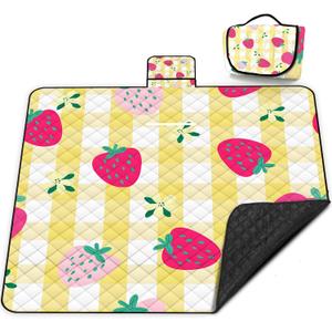 Extra Large Picnic Blanket Waterproof,80"x 80"Foldable Machine Washable Beach Blanket,Outdoor Blanket for 6-8 Adults,Picnic Mat Suitable for Indoor Crawling,Park Beach,Camping,Hiking,TravelYellow