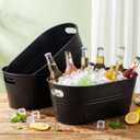 Shimeyao 12 Pcs Galvanized Tub 3 Gallon Metal Ice Buckets, Black