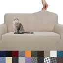 YEMYHOM Couch Cover Latest Jacquard Design High Stretch Sofa Covers for 2 Cushion Couch, Pet Dog Cat Proof Loveseat Slipcover Non Slip Magic Elastic Furniture Protector (Medium, Khaki) (Medium (55"-69"))