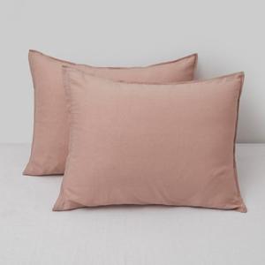 CHUFFED Linen Pillowcases 2 Pack 100% Linen Standard Pillow Cases, Breathable and Cooling Washed Pillowshams with Zipper Closure, 20x26 Inches,Pink