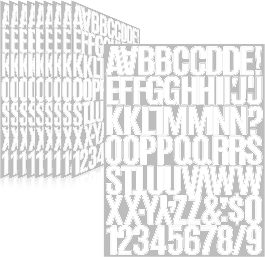 730 Pcs 10 Sheets Letter Stickers,Self Adhesive Waterproof 1.5 Inch Mailbox Numbers Vinyl Stickers,Alphabet Decals for Water Bottle,Window,Classroom,Car,Laptop,Scrapbook (White, 1.5 Inch)
