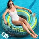 2 Pack 53" Heavy Duty River Tube Float for Adults,Inflatable River Raft Float for Pool Lake Beach with Built-in Cup Holders,Ergonomic Backrest,Durable Grip Handles & Grab Rope,360Lb Weight Capacity