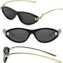 Chicid Retro Oval Cat Eye Sunglasses for Women Chic Metal Designer Sun Glasses