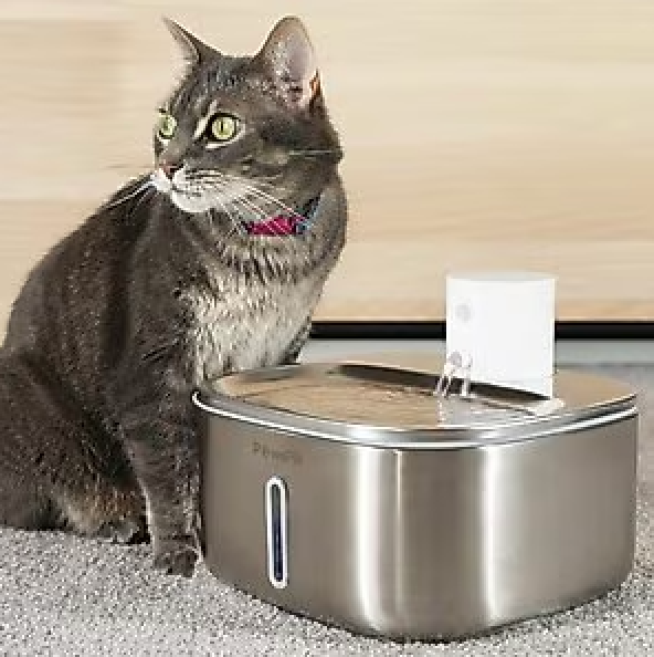 PET MARVEL F2 V2 Rechargeable Cordless Stainless Steel Dog & Cat Water Fountain, 236-oz
