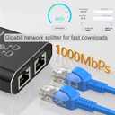 LIEZHUA Gigabit Ethernet Splitter 1 to 2 - Network Splitter with USB Power Cable, RJ45 Internet Adapter 1000Mbps High Speed for Cat 5/5e/6/7/8 Cable [2 Devices Networked Simultaneously]