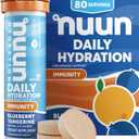 Nuun Immunity Electrolyte Tablets with Vitamin D, C, E, & A, Ginger, Elderberry, Magnesium & 4 Other Essential Electrolytes, Vegan, Blueberry Tangerine, 8 Pack (80 Servings Total)