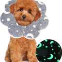 HOMBYS Luminous Soft Dog Cone Collar Adjustable After Surgery for Dogs & Cats, Glow in The Dark Design for Claming Dog, Comfy Pet Recovery Cone, Elizabethan Collar for Stop Licking