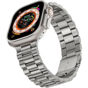 SUNFWR Compatible with Apple Watch Band 49mm 45mm 44mm 42mm 46mm for Men Women, Stainless Steel Metal iWatch Band for Series 10/9/8/7/6/5/4/3/2/1/SE/Ultra/Ultra 2 (Titanium,No case)