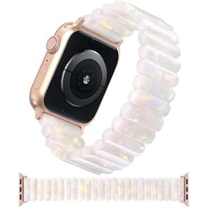 V-MORO Resin Stretchy Band Compatible with Apple Watch 38/40/41mm, 42/44/45/46/49mm Fashion Cute Strap for iWatch 10/9/8/7/6/5/4/3/2/1/SE Lightweight Elastic Bracelet Wristband Women,S/M SIZE