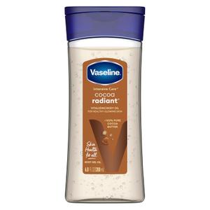 Vaseline Intensive Care Cocoa Radiant for Glowing Skin Body Gel Oil Made with Pure Cocoa Butter + Replenishing Oils 6.8 oz