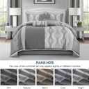 King Comforter Set, Grey, 15 Pieces Room in a Bag, Ultra Soft Jacquard with Patchwork, Luxury Bed Set with Sheets, Curtains, Bed Skirt, Pillow Shams, Cases and Pillows