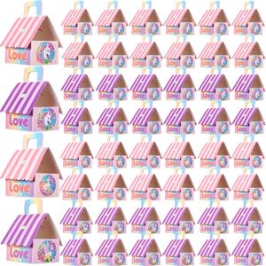 48 Pcs Unicorn Party Favor Boxes Cute Rainbow Adopt a Unicorn Theme Candy Goodies Gift Bag for Girls Birthday Party Decorations Supplies, 4.7 x 4 x 5.3 Inch