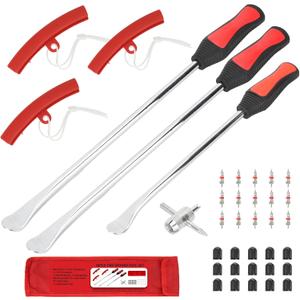 38PCS Tire Spoons Tool Set, Premium Tire Irons Tire Changing Kit with 14.5" & 11.5" Levers for Motorcycle, Dirt Bike & Lawn Mower, including Rim Protectors, Valve Tools & Accessories