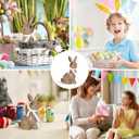 Rattan Effect Resin Bunny Easter Decor,Table Rabbit Easter Decorations,Spring Bunnies Decoration Statue Figurine for Home Farmhouse (Brown, Small-Pair)