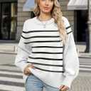 Lylinan Cozy Oversized Sweater for Women Side Slit Knit Pullover Crewneck Top for Fall Winter Outfits XS-XXL (White, M)
