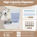 Automatic 5.4L/1.4Gal Pet Waterer, Automatic Dog Water Dispenser Gravity Stainless Steel Water Feeder, Large Capacity Feeding Bowls for Cats and Medium & Large-Sized Dogs (White, Food+Water)