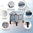 Heated Cat House for Outside, Waterproof Outdoor Cat Shelter with Thermostatic Pet Heating Pad for Winter, Large Elevated Pet Hetaing Bed with Rmoveable Canopy for All Seasons