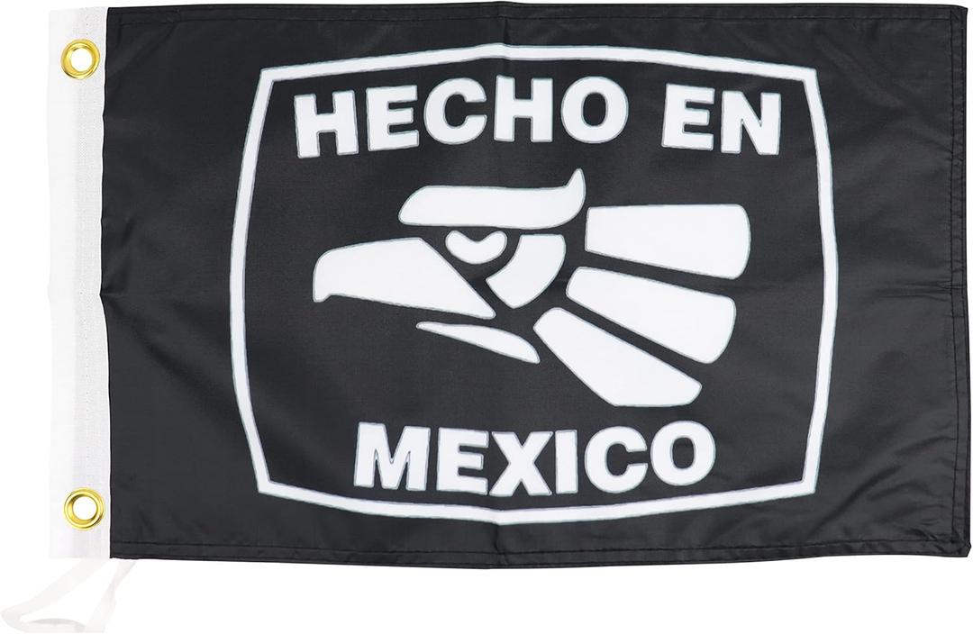 Hecho en Mexico Black Flag 12x18 Inches - Perfect for UTV ATV SxS Boats - Attach to Whip Lights or Flag Poles - Double Sided - Ulti Offroad