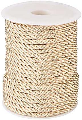32.8 Yards Champagne Polyester Twisted Trim Cord Rope 5mm Twisted Decorative Cord Trim Thread String for Upholstery Curtain Tieback Honor Cord Home Decoration
