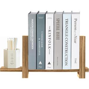 Adjustable Retro Desktop Bookshelf - Wooden Tabletop Organizer for Magazines, Files & Cookbooks - Easy No-Tools Assembly - Dark Brown Shelf for Home Office & Living Room, 16.5x4.9