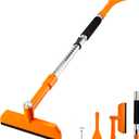 49.2inch Ice Scraper and Snow Brush for Car Windshield,Extendable Snow Removal Tool with Foam Grip and 360 Silicone Brush Head for Car SUV Truck Auto (Orange)