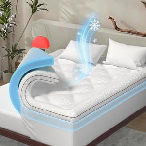 Dual Layer Cooling Memory Foam Mattress Topper Queen Size, 2 Inch Gel Mattress Topper + 1 Inch Pillow Top Mattress Pad, Soft Bed Topper with Deep Pocket 8-21 Inch