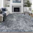 8x10 Area Rugs for Living Room Rug Washable: Abstract Large Rug for Dining Room Bedroom Carpet Non Slip 8 by 10 Indoor Modern Nursery Home Office Black