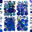 132Pcs Black Pressed Dried Flowers and Butterfly for Resin Molds, Real Natural Bulk Dry Floral Leaves Stickers for DIY Art Crafts, Jewelry, Candle, Soap Crafts Making
