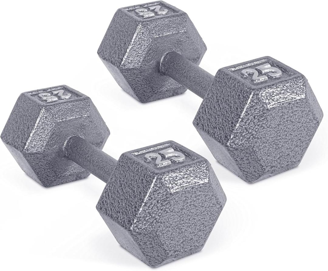 CAP Barbell Cast Iron Hex Dumbbell | Multiple Options (25 lb, Gray, Pair)
