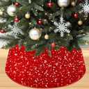 Red Sequins Christmas Tree Collar Sparkly Round Trees Ring Elegant Paillette Tree Skirts Collar Embroidered Christmass Trees Base Basket for Christmas New Year Home Shiny Ornaments (23.6 Inches)