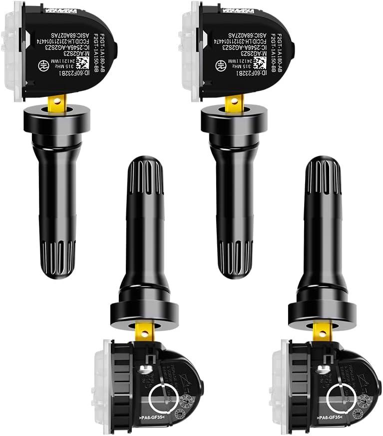 4Pcs TPMS Sensor, 315Mhz OE F2GT1A180AB F2GT1A150AB F2GZ1A189A Pre-Programed Tire Pressure Monitoring System Compatible with Ford F-150 Edge Ranger/Flex/Mustang/Explorer/Lincoln MKS Set of 4