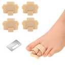 4PCS Toe Wraps for Hammer Toe, Reusable Fabric Foot Splint, Unisex Toes Straightener for Crooked, Curled, Bent Toes (Skin Color)