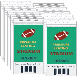 Patelai 200 Pcs 4 x 8 Inch Plastic Badge Holder Bulk Clear Vinyl ID Protector Sleeves Card Ticket Credential Badge Sleeves Vertical Waterproof Badge Holder Name Tag Holder for Sporting Events
